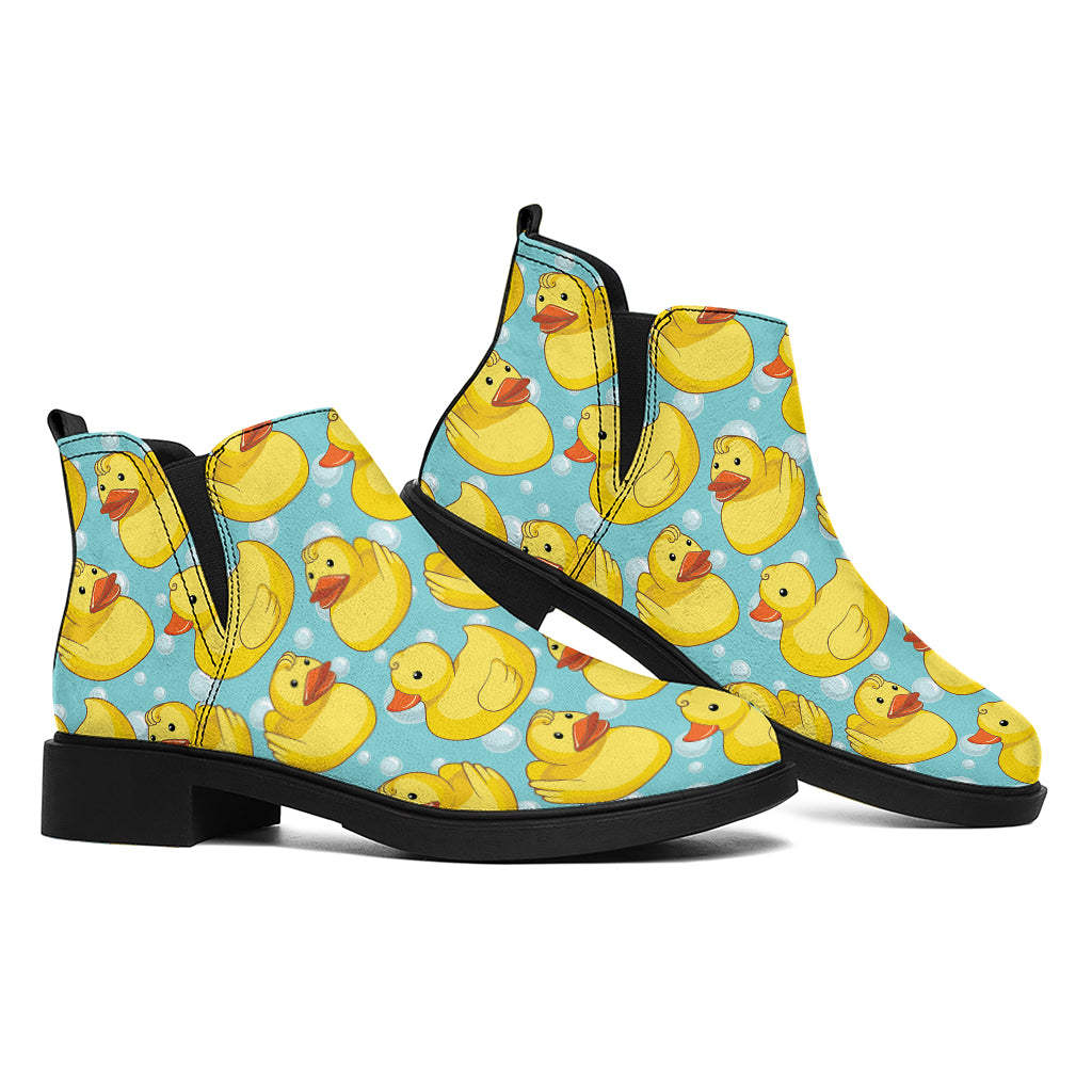 Cute Cartoon Duck Pattern Print Flat Ankle Boots