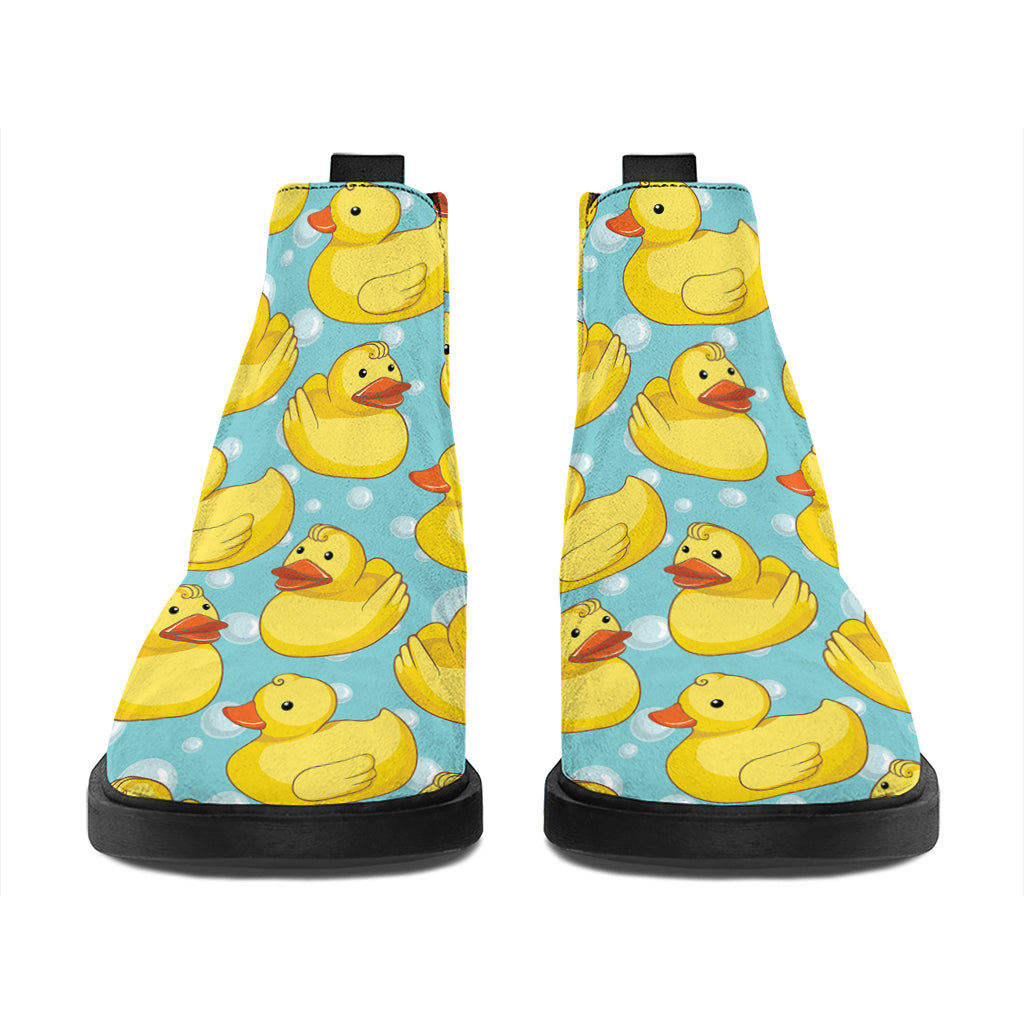 Cute Cartoon Duck Pattern Print Flat Ankle Boots