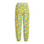 Cute Cartoon Duck Pattern Print Fleece Lined Knit Pants