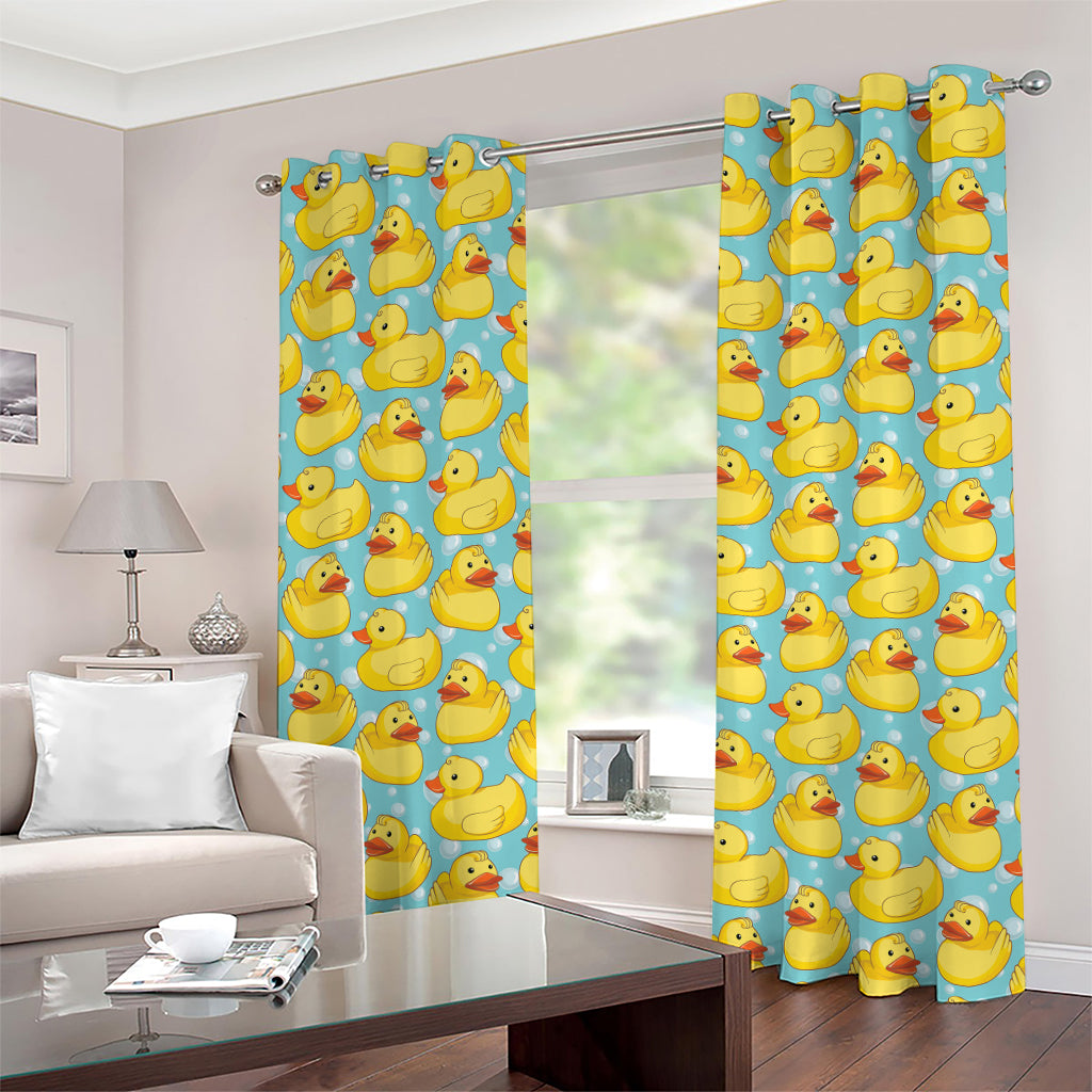 Cute Cartoon Duck Pattern Print Grommet Curtains