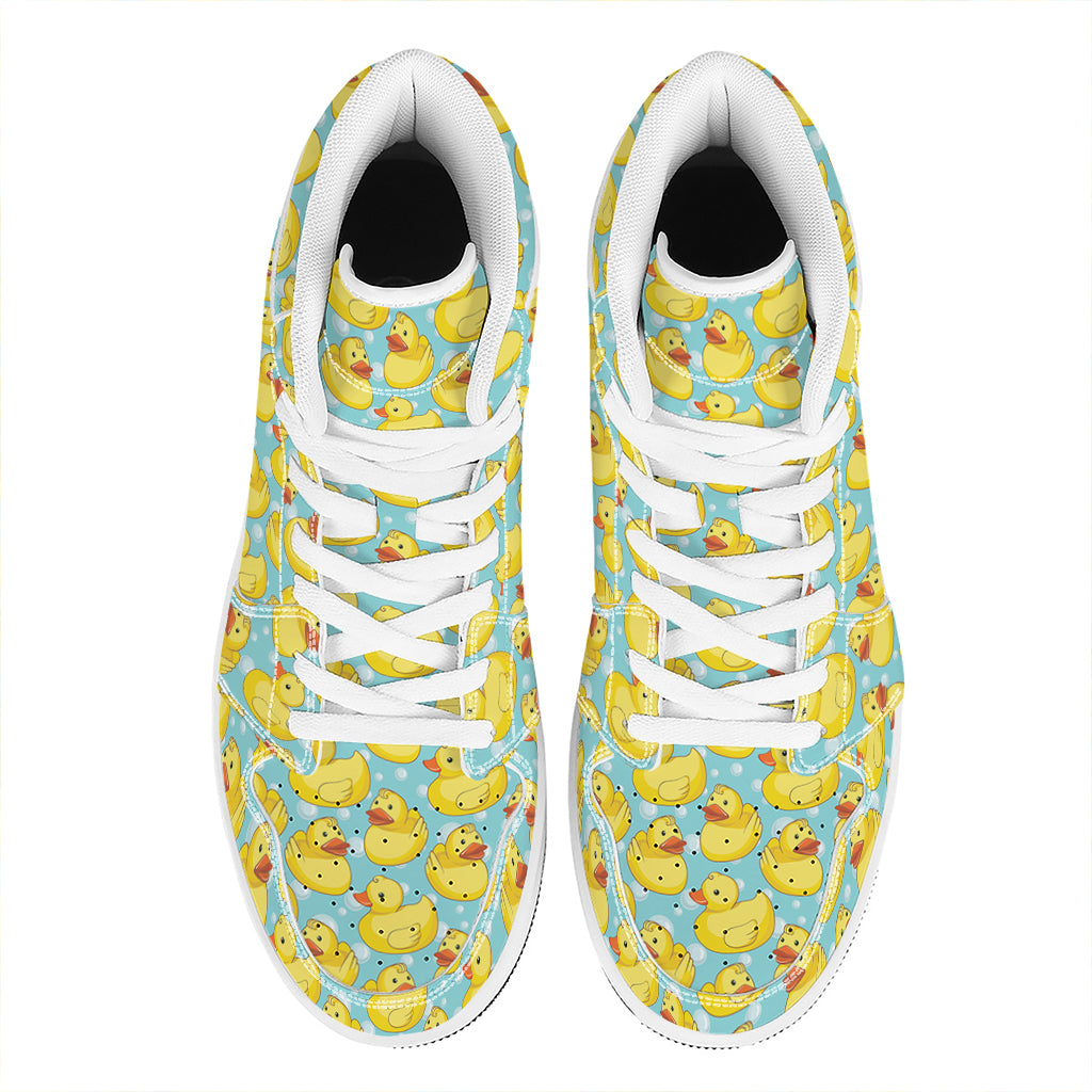 Cute Cartoon Duck Pattern Print High Top Leather Sneakers