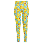 Cute Cartoon Duck Pattern Print High-Waisted Pocket Leggings