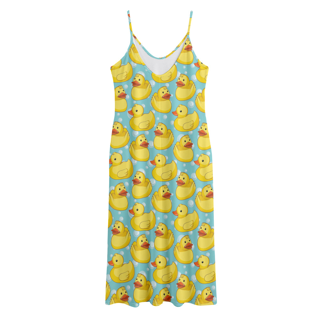 Cute Cartoon Duck Pattern Print Jersey Midi Cami Dress