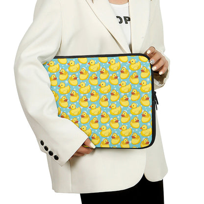 Cute Cartoon Duck Pattern Print Laptop Sleeve