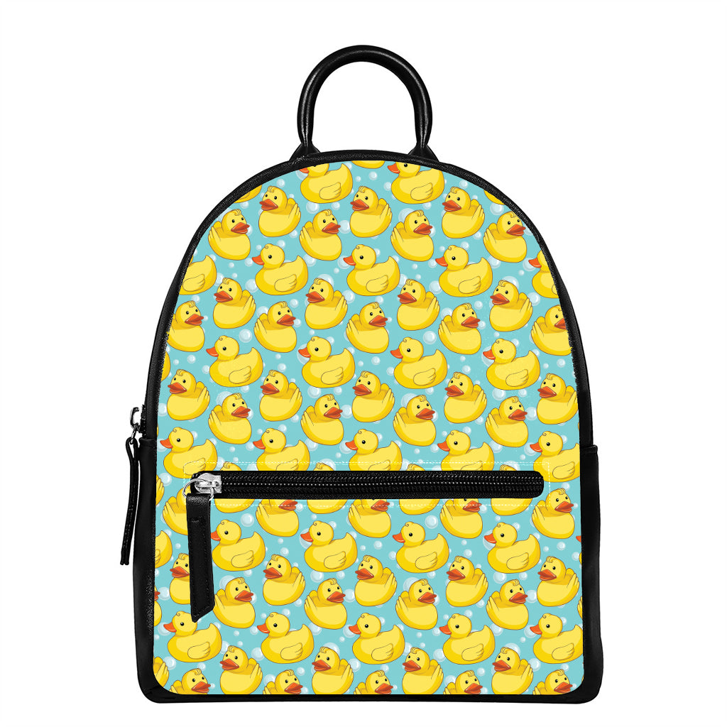 Cute Cartoon Duck Pattern Print Leather Backpack