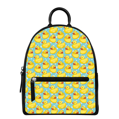 Cute Cartoon Duck Pattern Print Leather Backpack