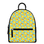 Cute Cartoon Duck Pattern Print Leather Backpack