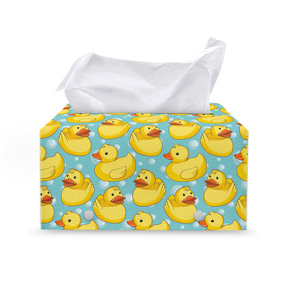 Cute Cartoon Duck Pattern Print Leather Tissue Box Cover