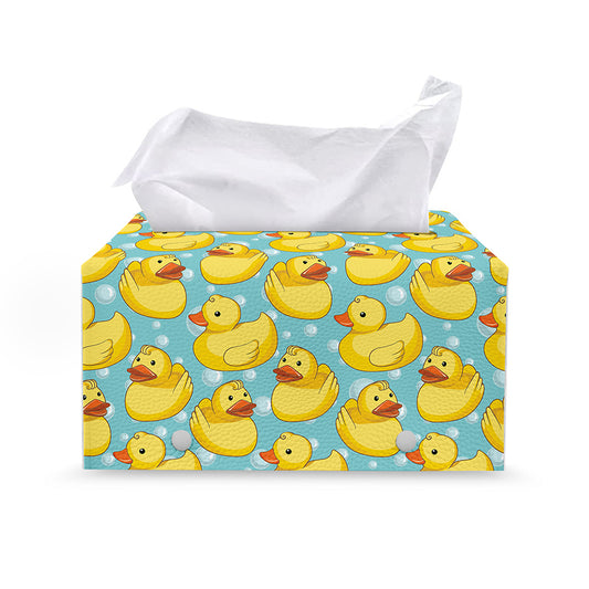 Cute Cartoon Duck Pattern Print Leather Tissue Box Cover