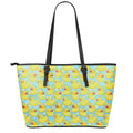 Cute Cartoon Duck Pattern Print Leather Tote Bag With Zipper