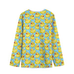 Cute Cartoon Duck Pattern Print Long Sleeve Short Coat