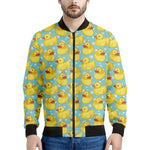 Cute Cartoon Duck Pattern Print Men's Bomber Jacket
