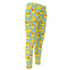 Cute Cartoon Duck Pattern Print Men's Compression Pants