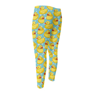 Cute Cartoon Duck Pattern Print Men's Compression Pants