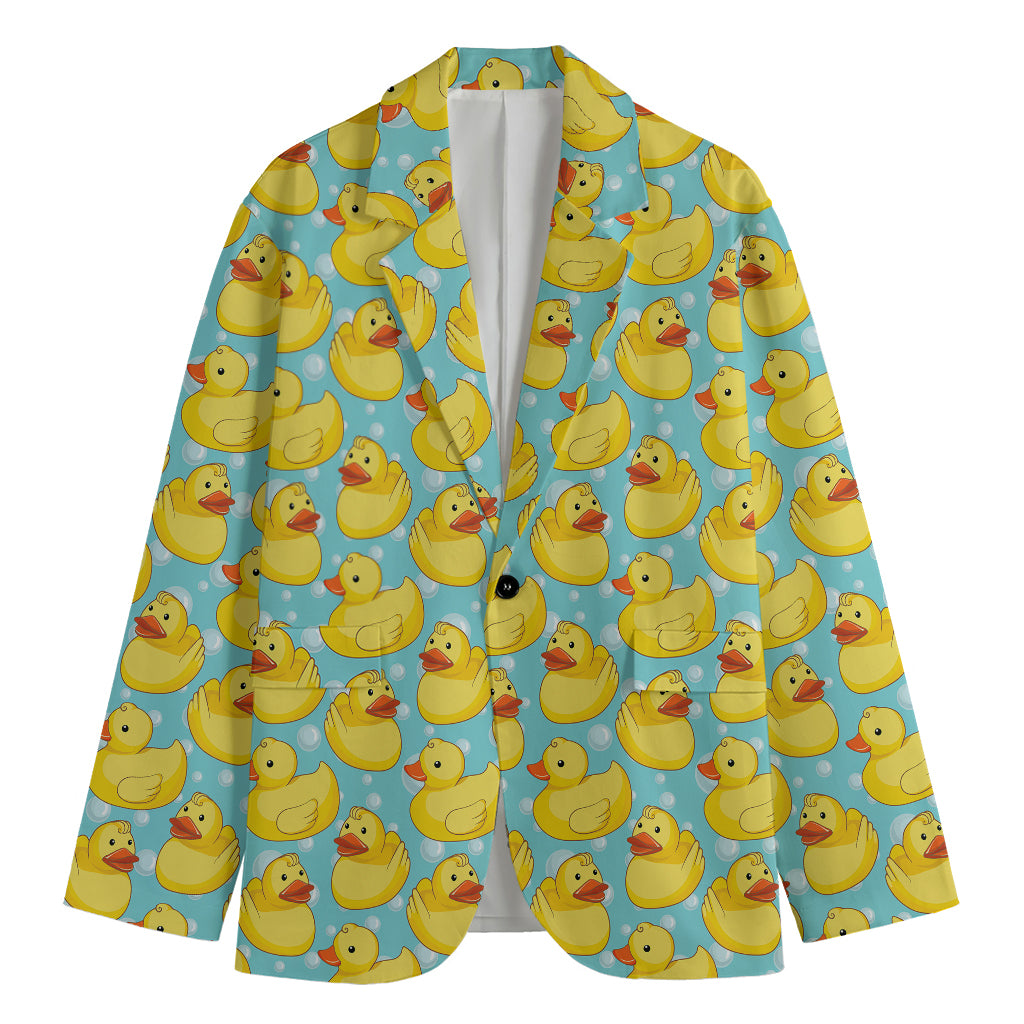 Cute Cartoon Duck Pattern Print Men's Cotton Blazer