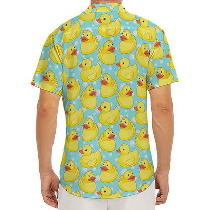 Cute Cartoon Duck Pattern Print Men's Deep V-Neck Shirt