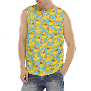 Cute Cartoon Duck Pattern Print Men's Fitness Tank Top