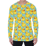 Cute Cartoon Duck Pattern Print Men's Long Sleeve T-Shirt