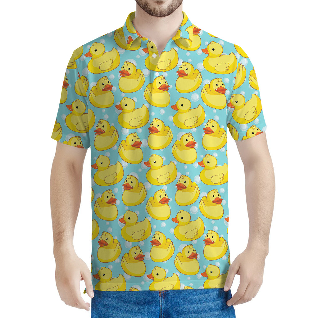 Cute Cartoon Duck Pattern Print Men's Polo Shirt