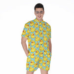 Cute Cartoon Duck Pattern Print Men's Rompers