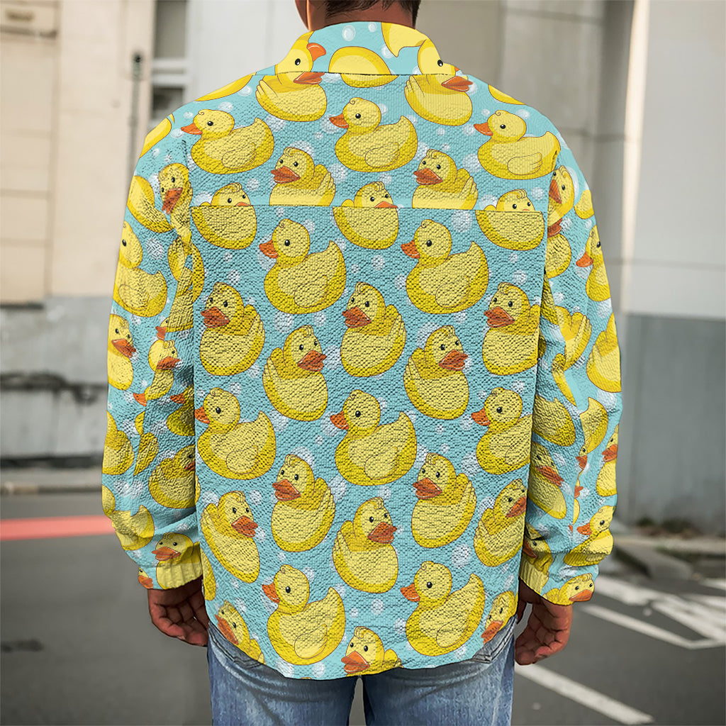 Cute Cartoon Duck Pattern Print Men's Shirt Jacket