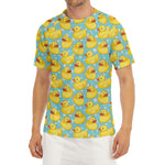 Cute Cartoon Duck Pattern Print Men's Short Sleeve Rash Guard