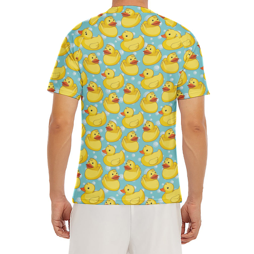Cute Cartoon Duck Pattern Print Men's Short Sleeve Rash Guard