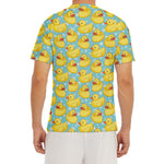 Cute Cartoon Duck Pattern Print Men's Short Sleeve Rash Guard