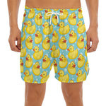 Cute Cartoon Duck Pattern Print Men's Split Running Shorts