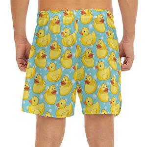 Cute Cartoon Duck Pattern Print Men's Split Running Shorts