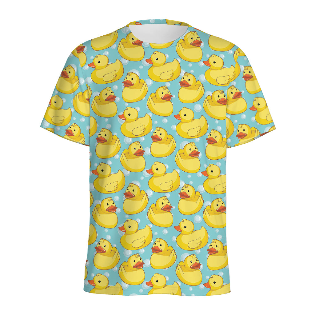 Cute Cartoon Duck Pattern Print Men's Sports T-Shirt