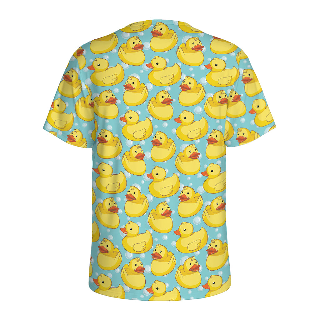 Cute Cartoon Duck Pattern Print Men's Sports T-Shirt