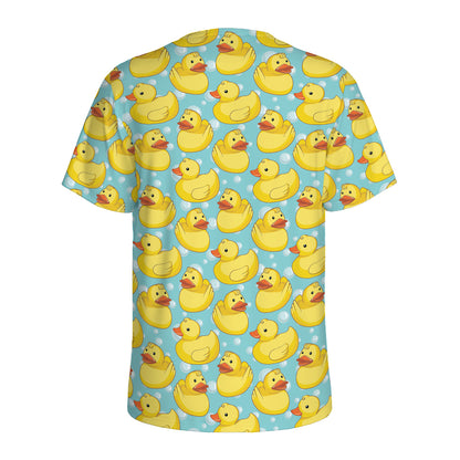 Cute Cartoon Duck Pattern Print Men's Sports T-Shirt