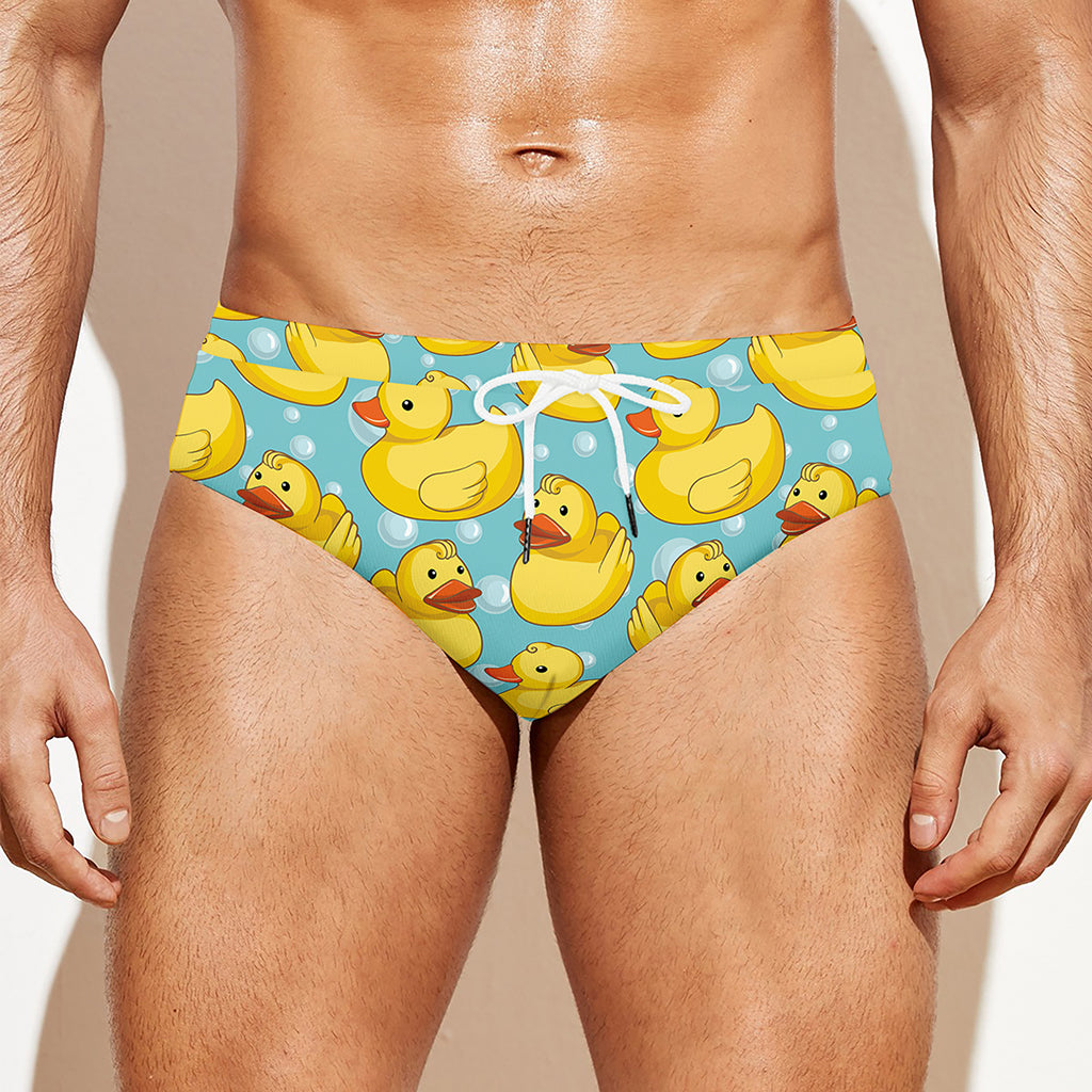 Cute Cartoon Duck Pattern Print Men's Swim Briefs