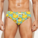 Cute Cartoon Duck Pattern Print Men's Swim Briefs