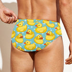 Cute Cartoon Duck Pattern Print Men's Swim Briefs