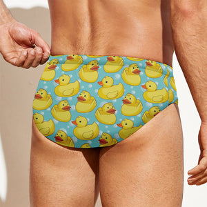 Cute Cartoon Duck Pattern Print Men's Swim Briefs