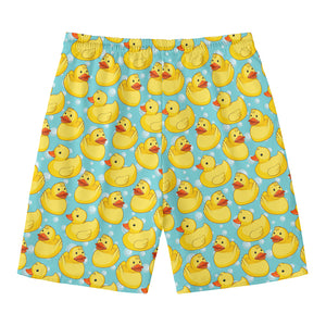 Cute Cartoon Duck Pattern Print Men's Swim Trunks