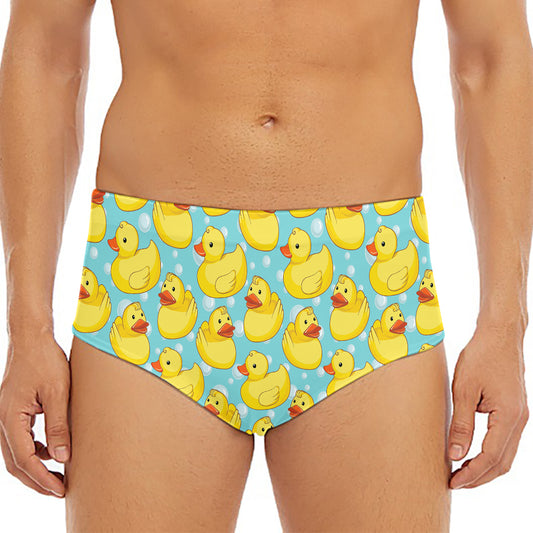Cute Cartoon Duck Pattern Print Men's Triangle Swim Briefs