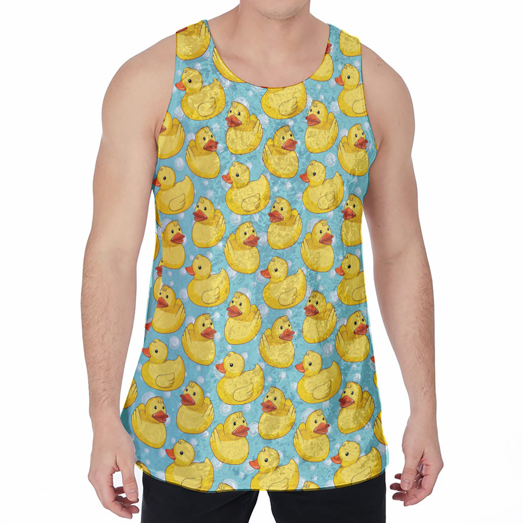 Cute Cartoon Duck Pattern Print Men's Velvet Tank Top