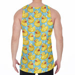 Cute Cartoon Duck Pattern Print Men's Velvet Tank Top