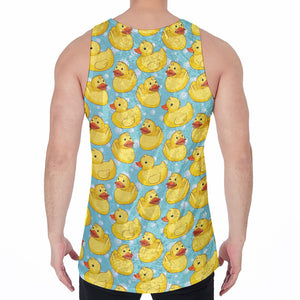 Cute Cartoon Duck Pattern Print Men's Velvet Tank Top