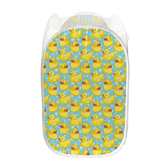 Cute Cartoon Duck Pattern Print Mesh Laundry Hamper