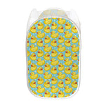 Cute Cartoon Duck Pattern Print Mesh Laundry Hamper
