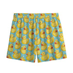 Cute Cartoon Duck Pattern Print Mesh Shorts