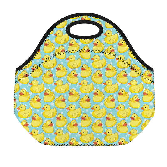 Cute Cartoon Duck Pattern Print Neoprene Lunch Bag
