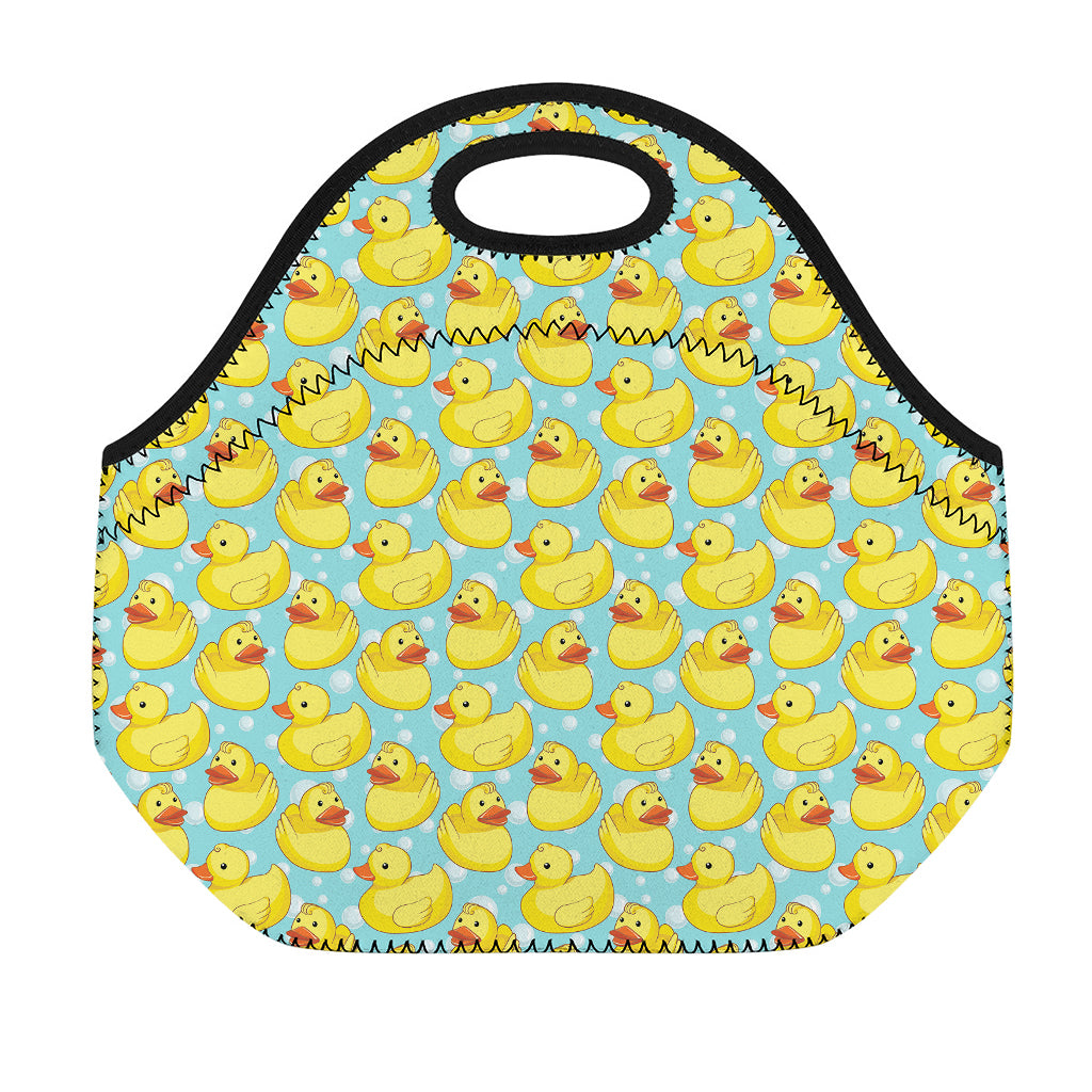 Cute Cartoon Duck Pattern Print Neoprene Lunch Bag