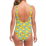 Cute Cartoon Duck Pattern Print One Piece Swimsuit