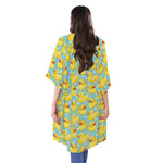 Cute Cartoon Duck Pattern Print Open Front Beach Cover Up