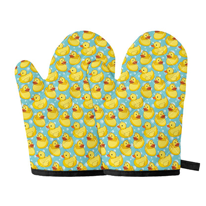 Cute Cartoon Duck Pattern Print Oven Mitts